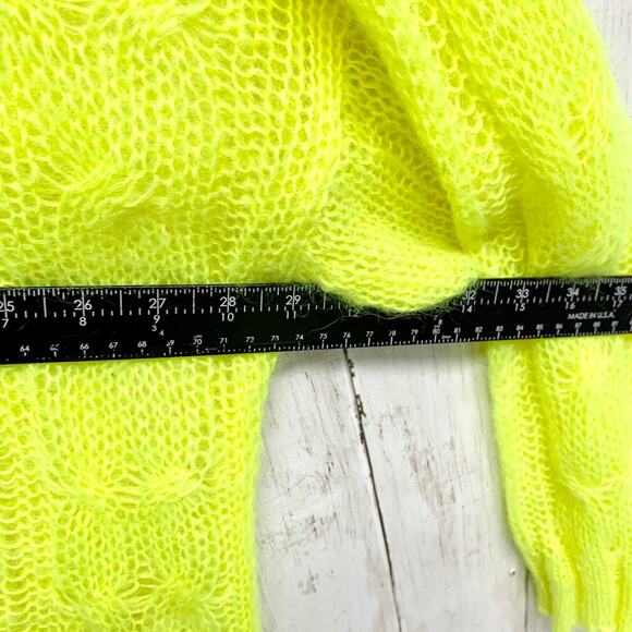 Anthropologie Sweater Women Size 2X The Posey Stitchy Distressed Wool Neon Boho - Picture 6 of 7